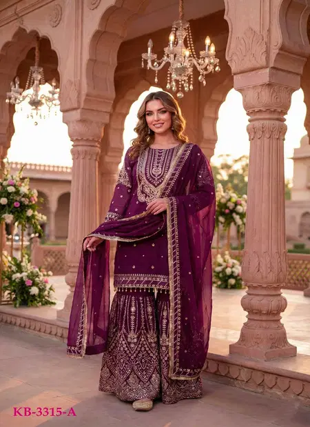 Kb 3315 Heavy Georgette With Embroidery Sequence Work Sharara Suits
